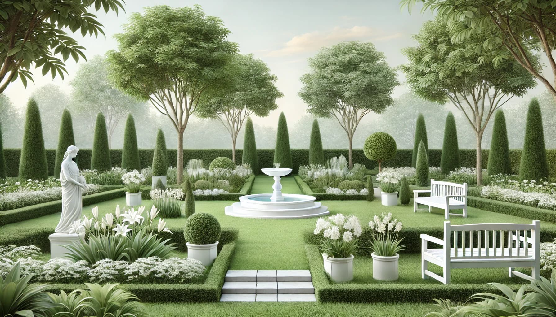 Gepflegte Gartenanlage mit Weg