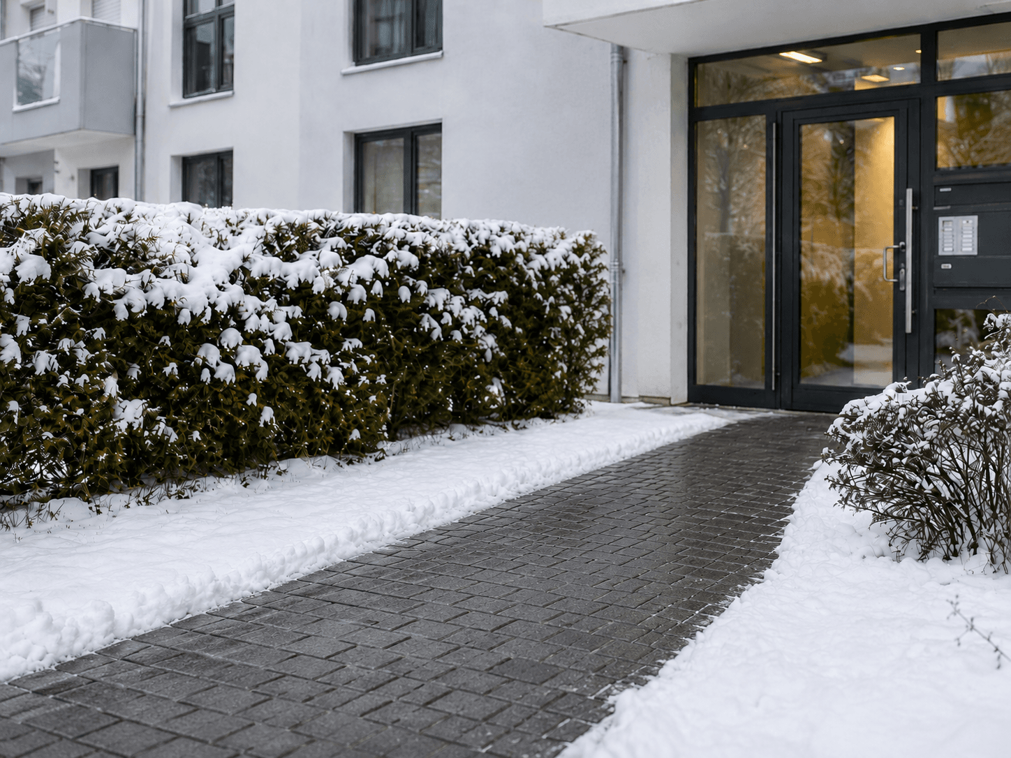 Geräumter Gehweg im Winterdienst